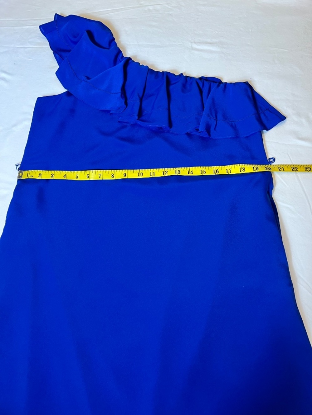 NWOT - Banana Republic Royal Blue One-Shoulder Maxi Ruffled Dress - Picture 8 of 11